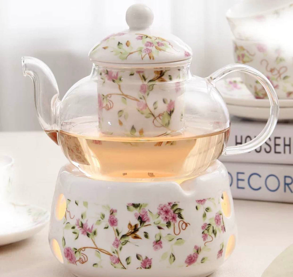 High Quality Elegant Ceramic Porcelain Teapot Custom Tea Pot With Stand Warmer - Rumi Herbal Tea