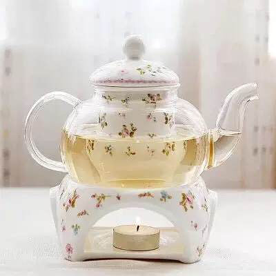 High Quality Elegant Ceramic Teapot Custom Teapot With Stand Warmer