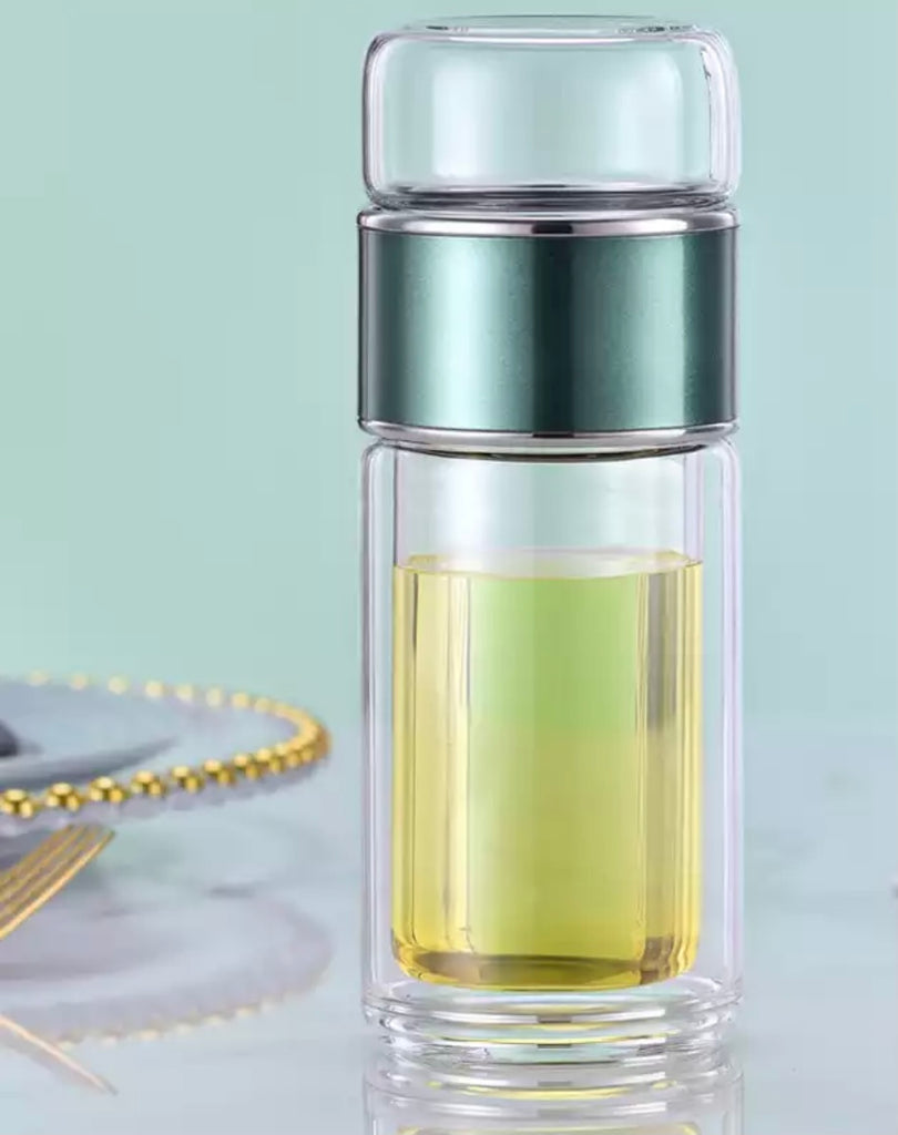 Double wall glass Tea Infuser Bottle - Rumi Herbal Tea